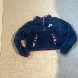 Nike Kids Navy Fleece Hoodie with Pink Zippers